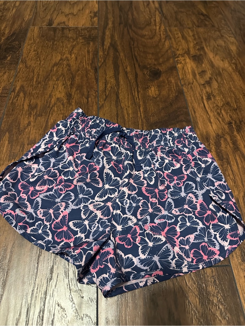 Yogalicious Navy Shorts with Pink and White Butterfly Print
